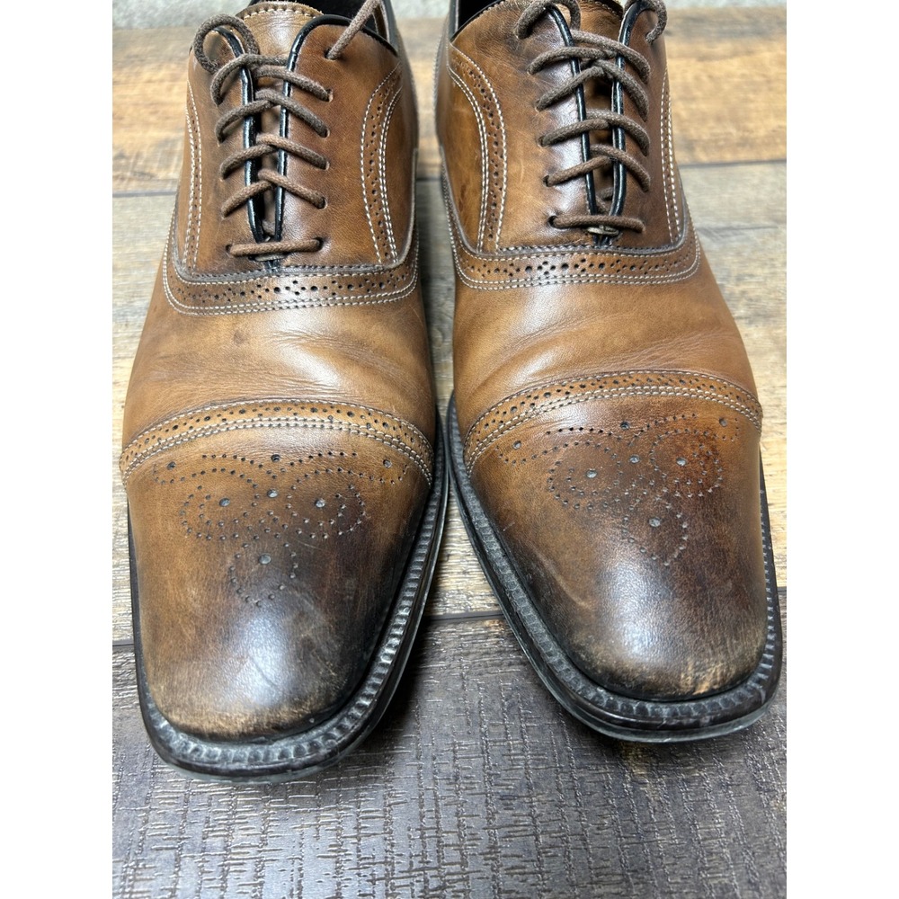 To Boot New York Adam Derrick Brown Leather Brogue Cap Toe Oxford Dress Shoes 9 - Picture 7 of 7